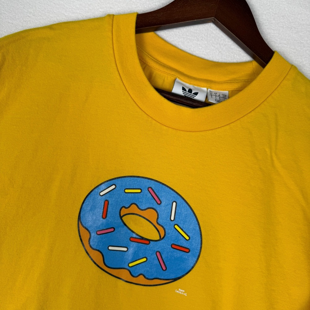 Adidas The Simpsons Donut Graphic T-Shirt Mens Small Yellow HA5818 Short Sleeve